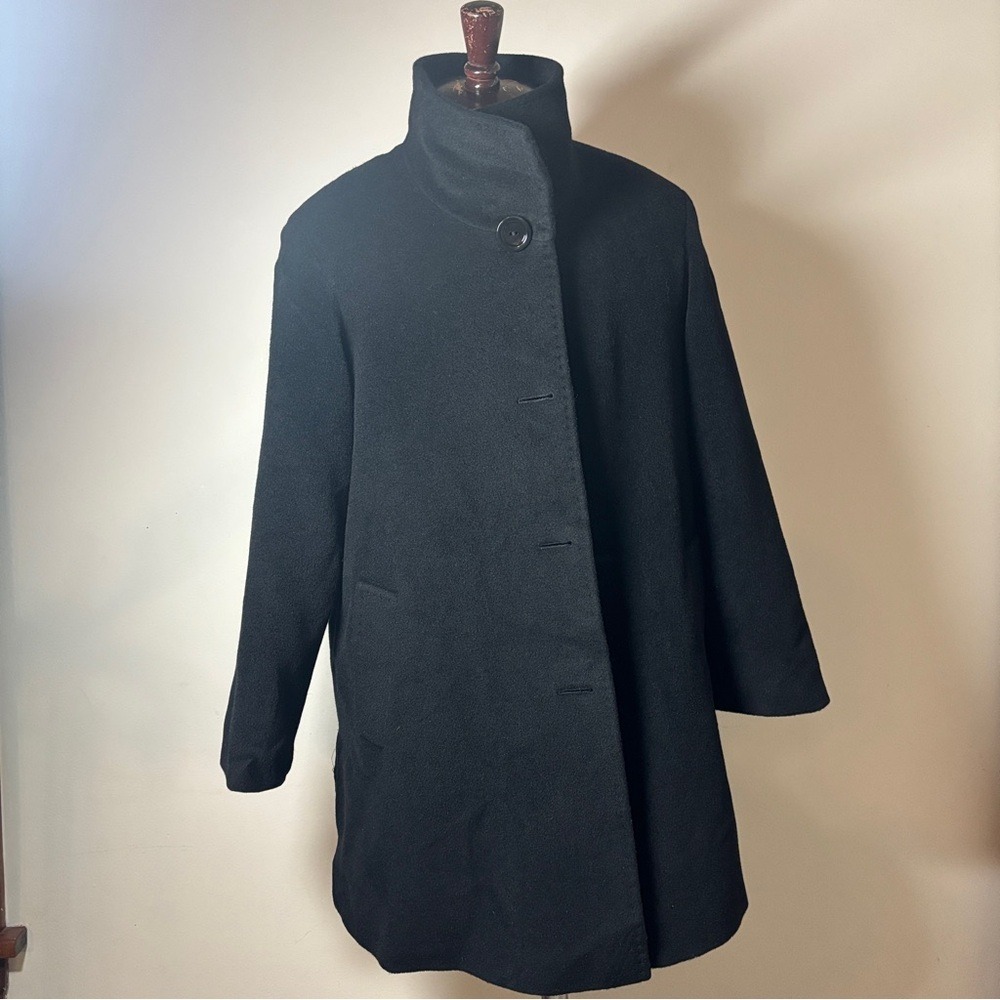 $1200 Designer Cinzia Rocca Angora Wool‎ Coat Flared Black Peacoat Italy